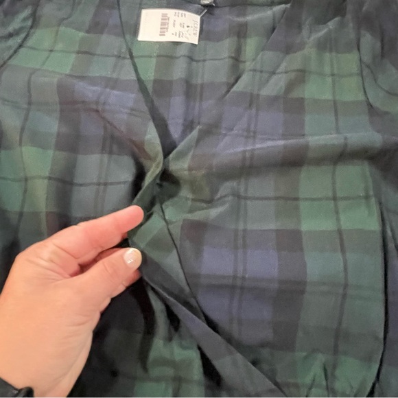 J. Crew Dark Green and Navy Plaid Blouse - 8 - Picture 3 of 8